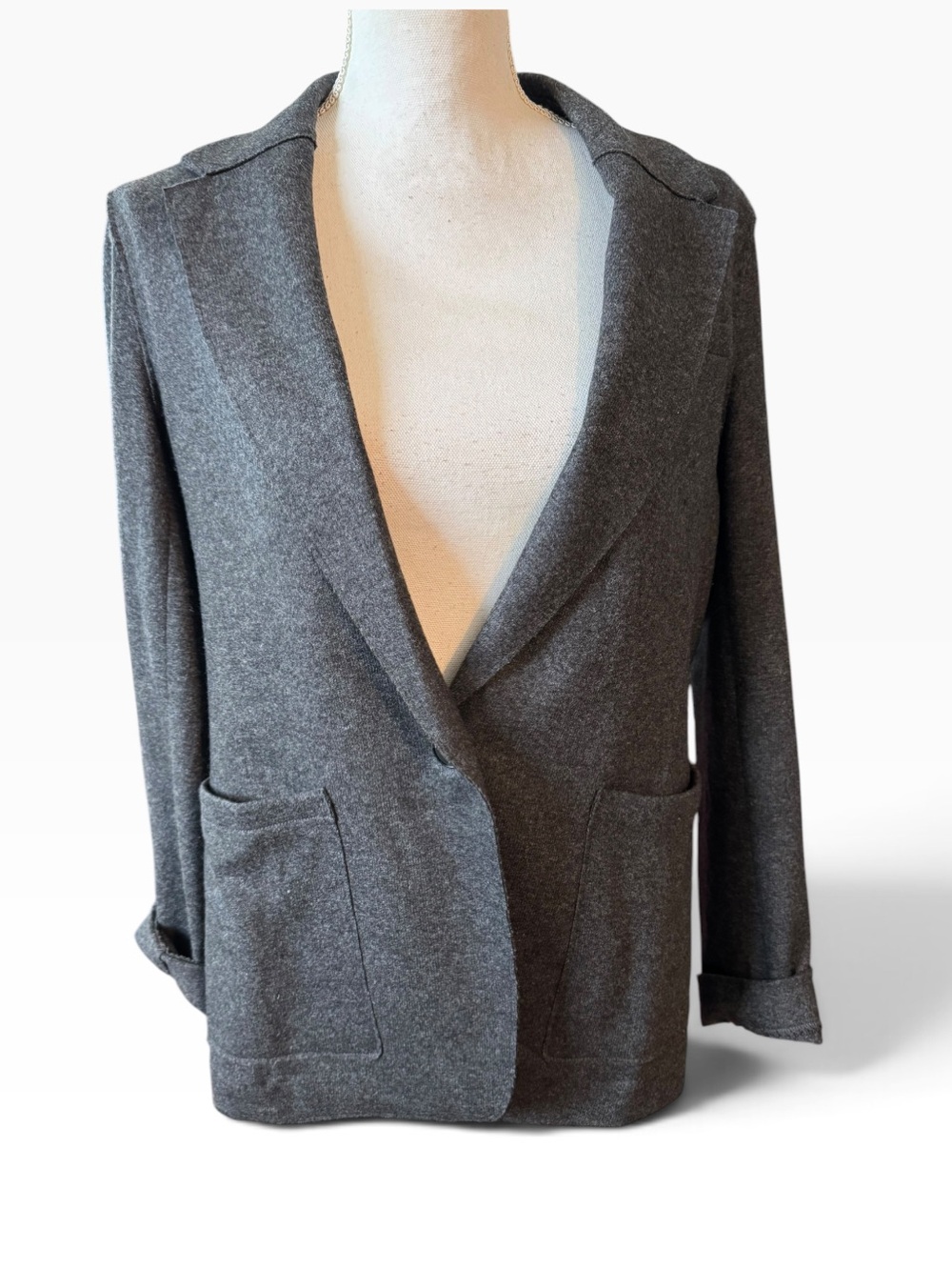 Banana Republic Unstructured Italian Wool-Blend Blazer Charcoal Gray size 12